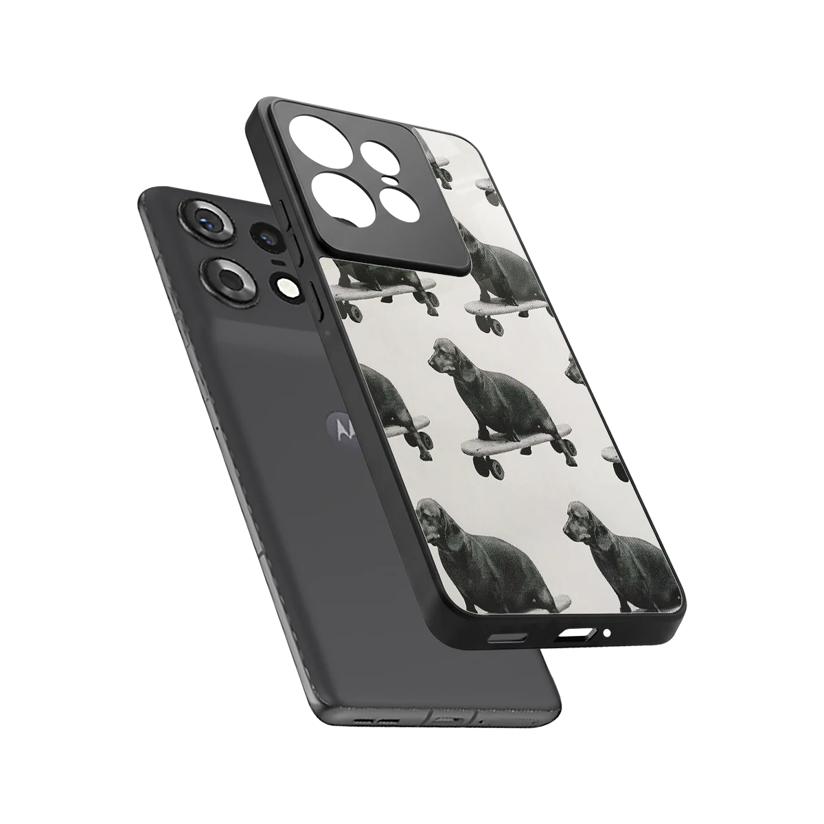 Pup Skater sleek motorola edge 50 pro cover with tempered glass back and TPU edges