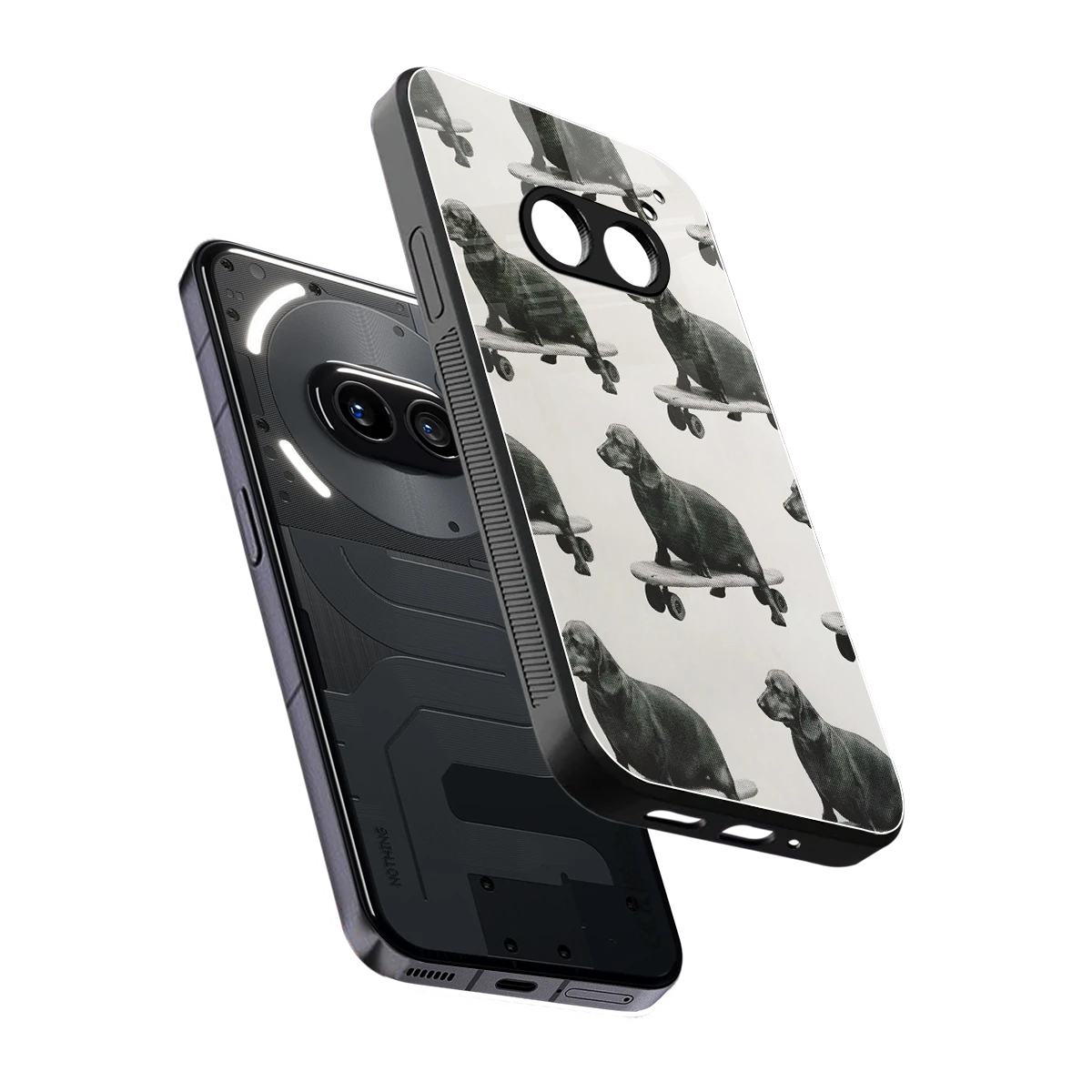 Pup Skater sleek nothing phone 2a cover with tempered glass back and TPU edges