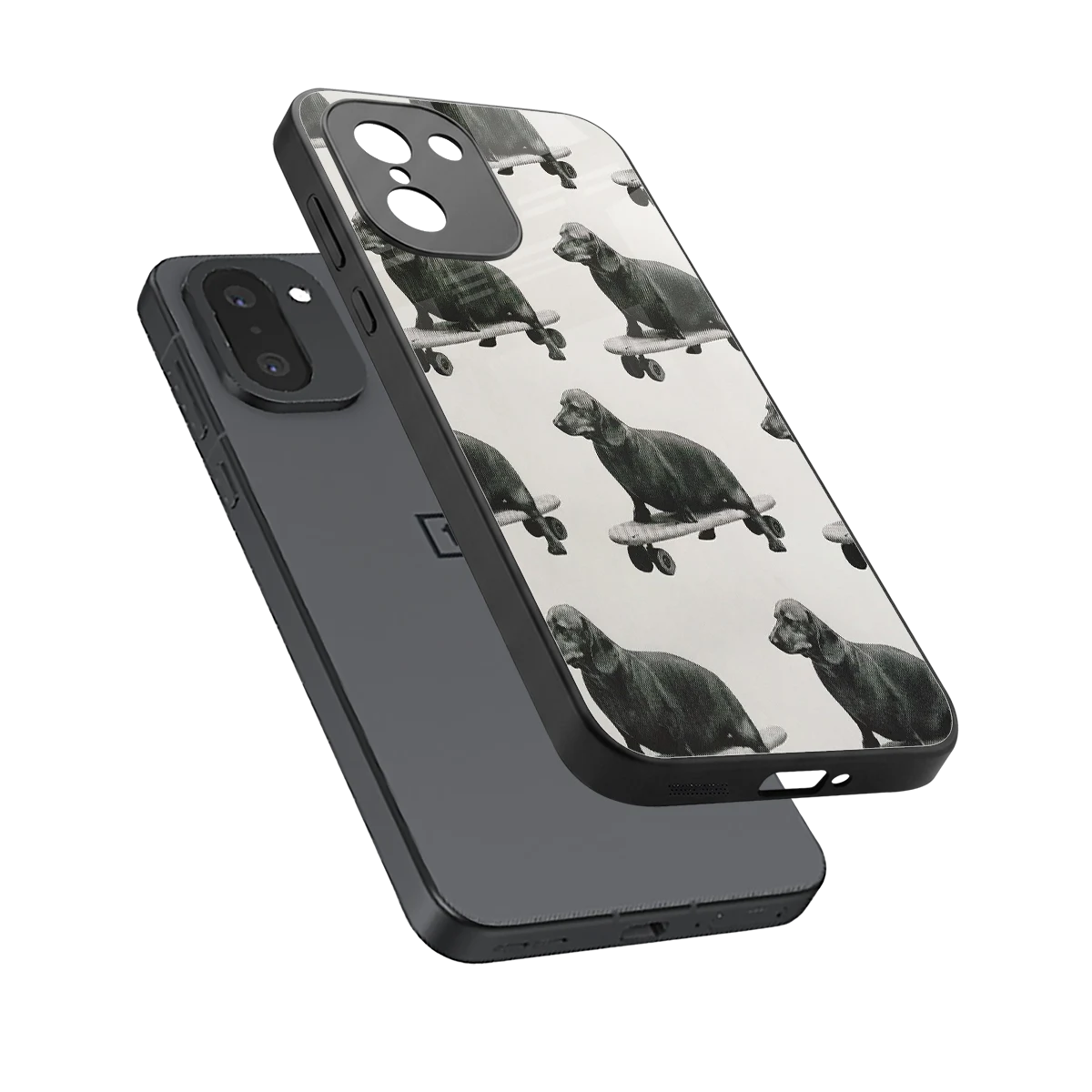 Pup Skater sleek oneplus 15r cover with tempered glass back and TPU edges