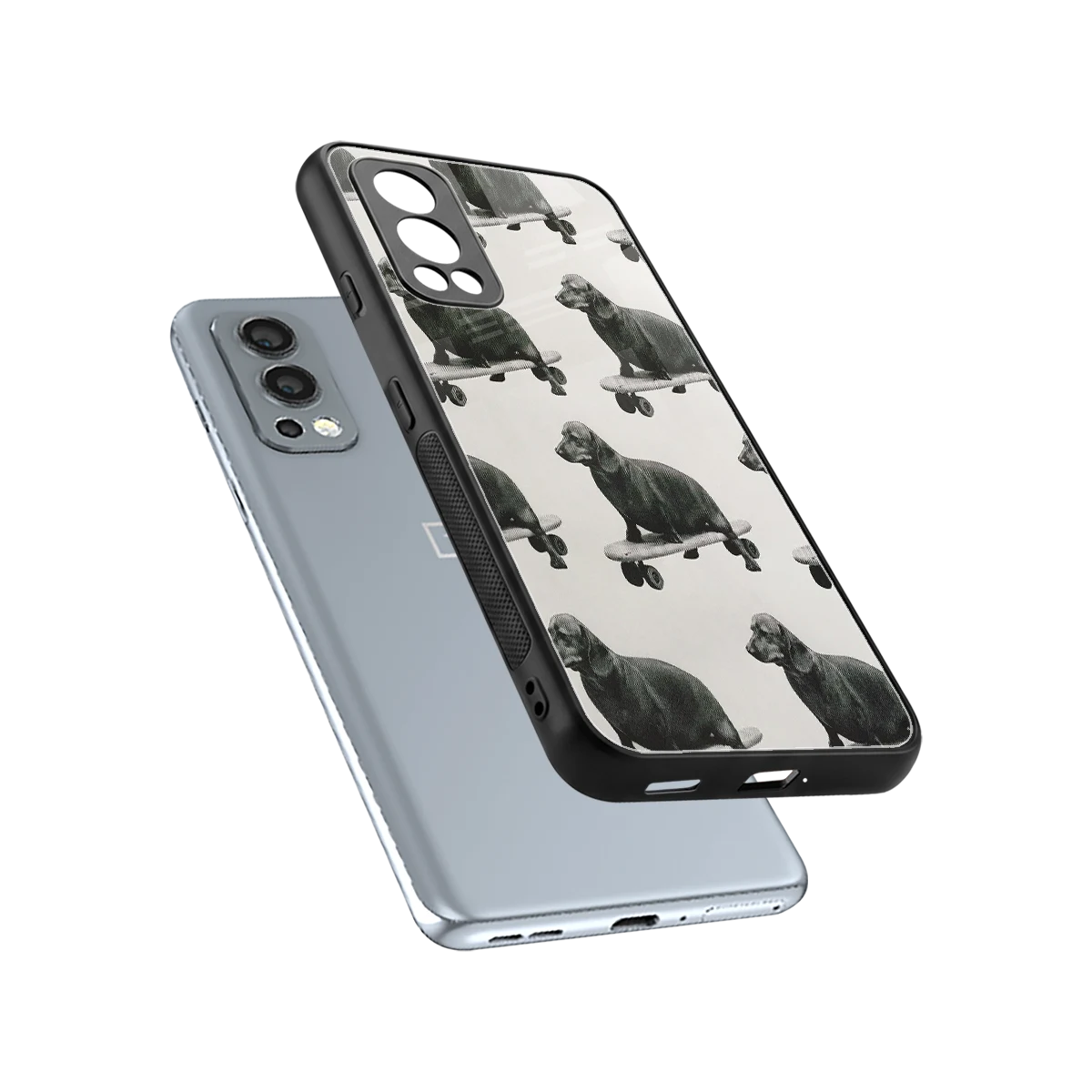 Pup Skater sleek oneplus nord 2 cover with tempered glass back and TPU edges