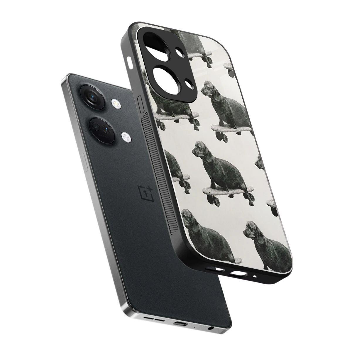 Pup Skater sleek oneplus nord 3 cover with tempered glass back and TPU edges