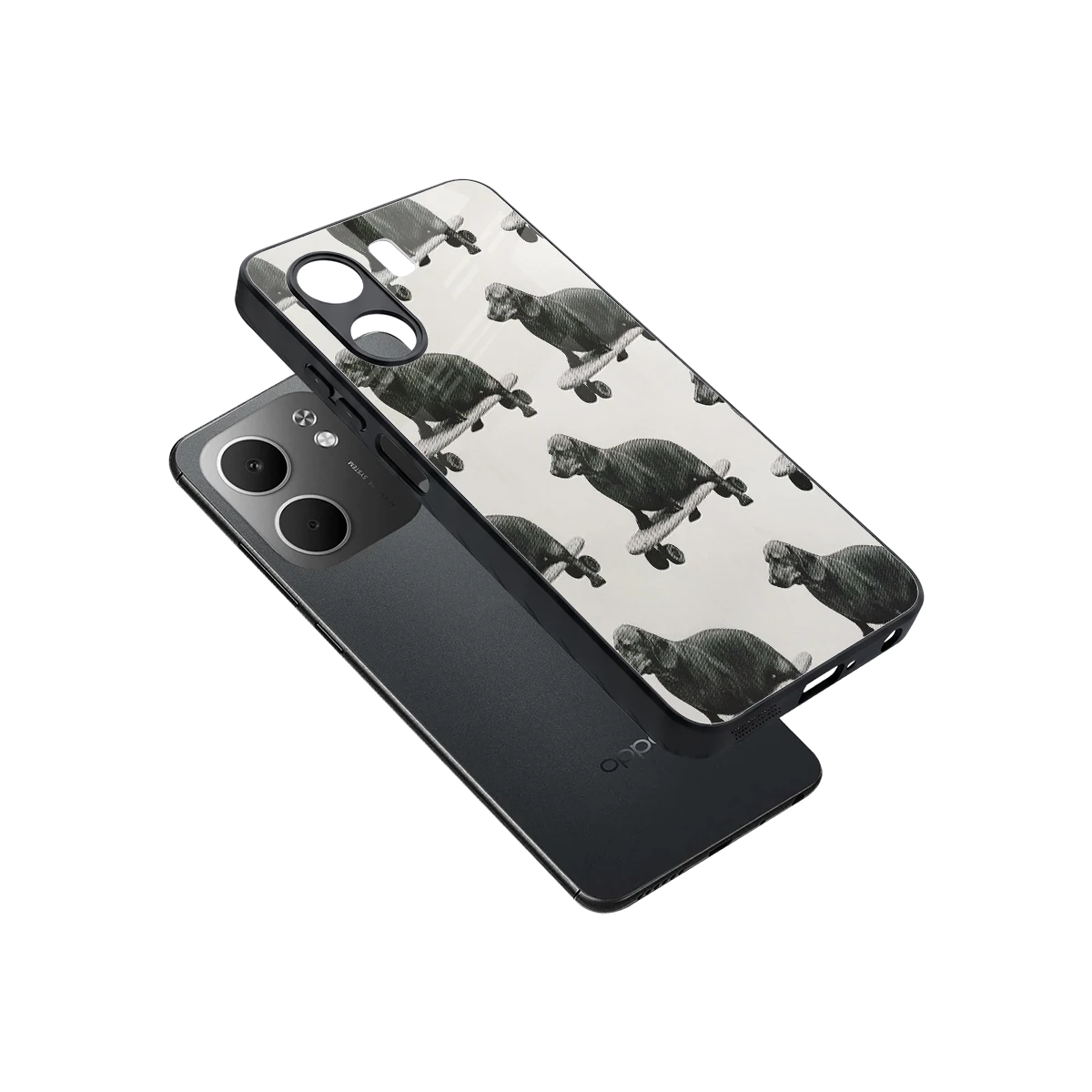 Pup Skater sleek oppo a5x 5g cover with tempered glass back and TPU edges