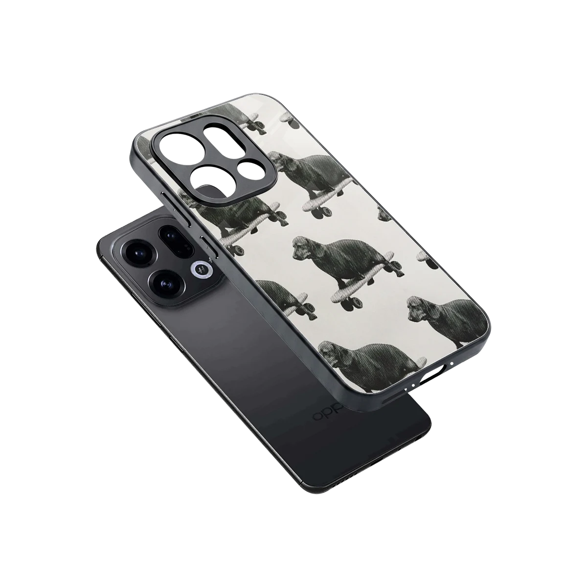 Pup Skater sleek oppo find x9 cover with tempered glass back and TPU edges
