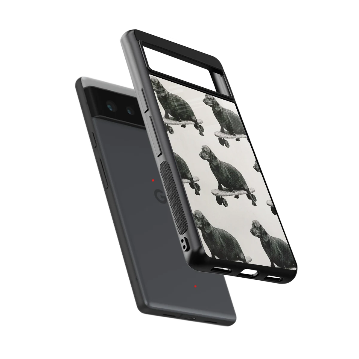 Pup Skater sleek google pixel 6 cover with tempered glass back and TPU edges
