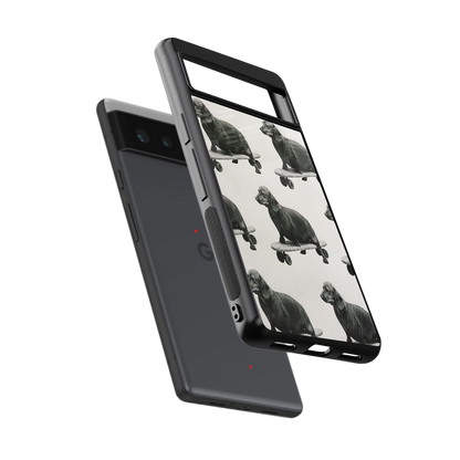 Pup Skater sleek google pixel 6a cover with tempered glass back and TPU edges