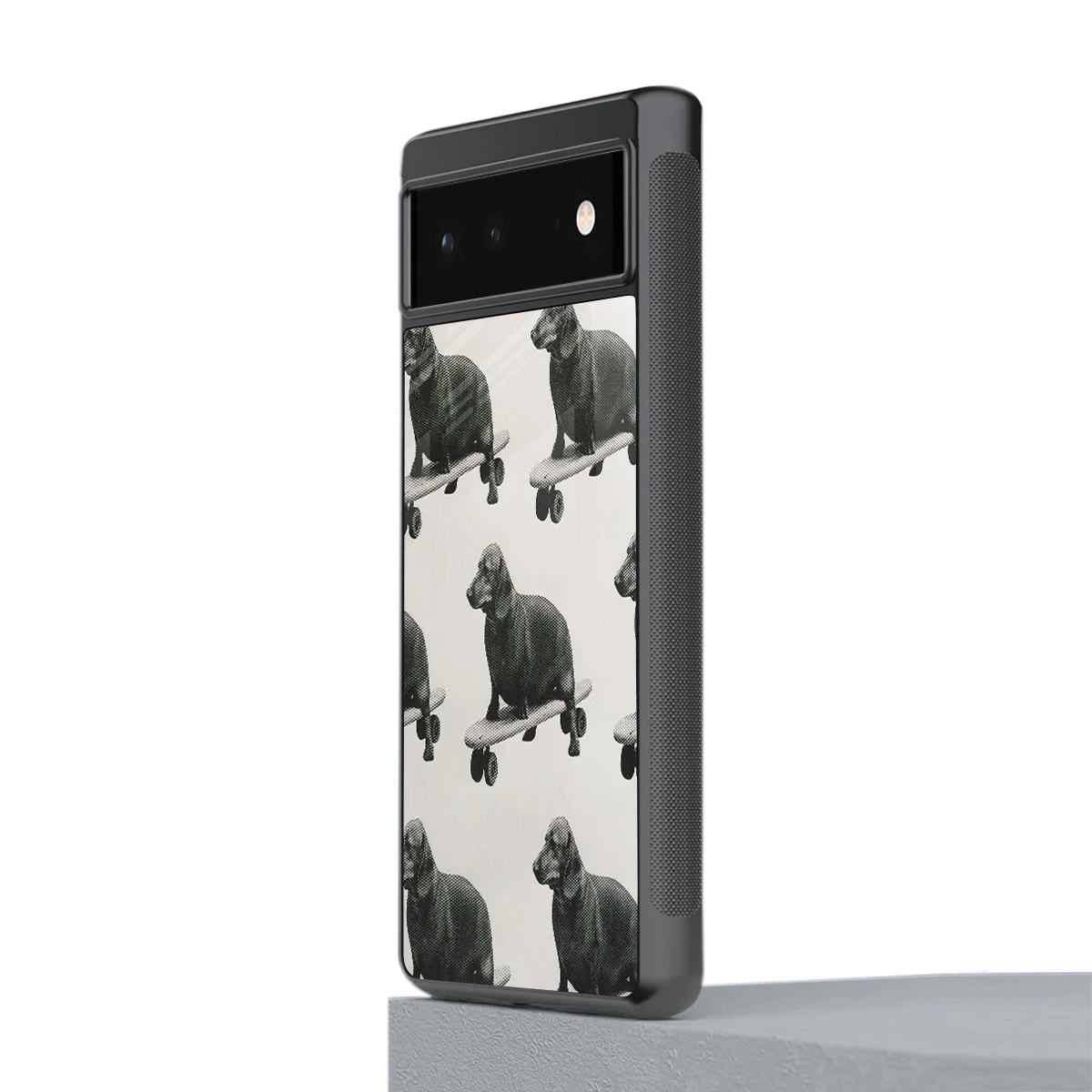 Pup Skater stylish phone case for google pixel 6a | glossy glass and slim fit