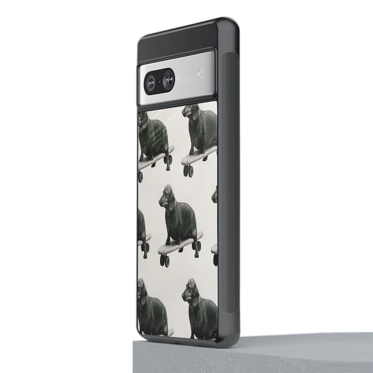 Pup Skater stylish phone case for google pixel 7a | glossy glass and slim fit