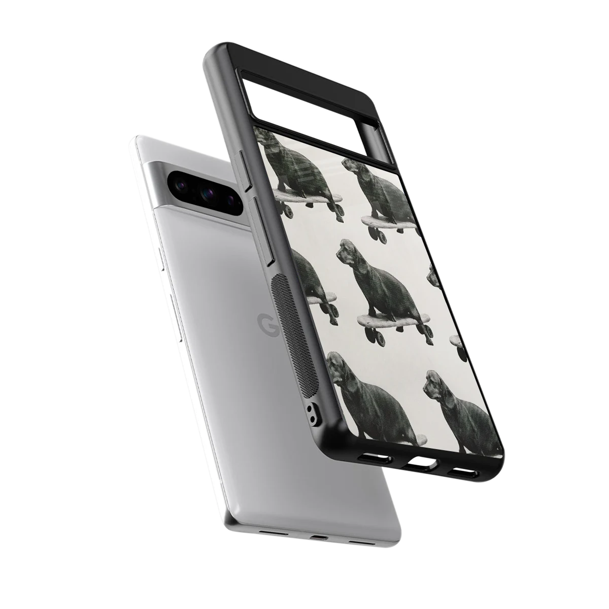 Pup Skater sleek google pixel 8 pro cover with tempered glass back and TPU edges