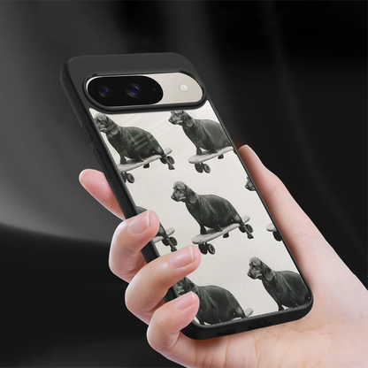 Pup Skater sleek google pixel 9 cover with tempered glass back and TPU edges