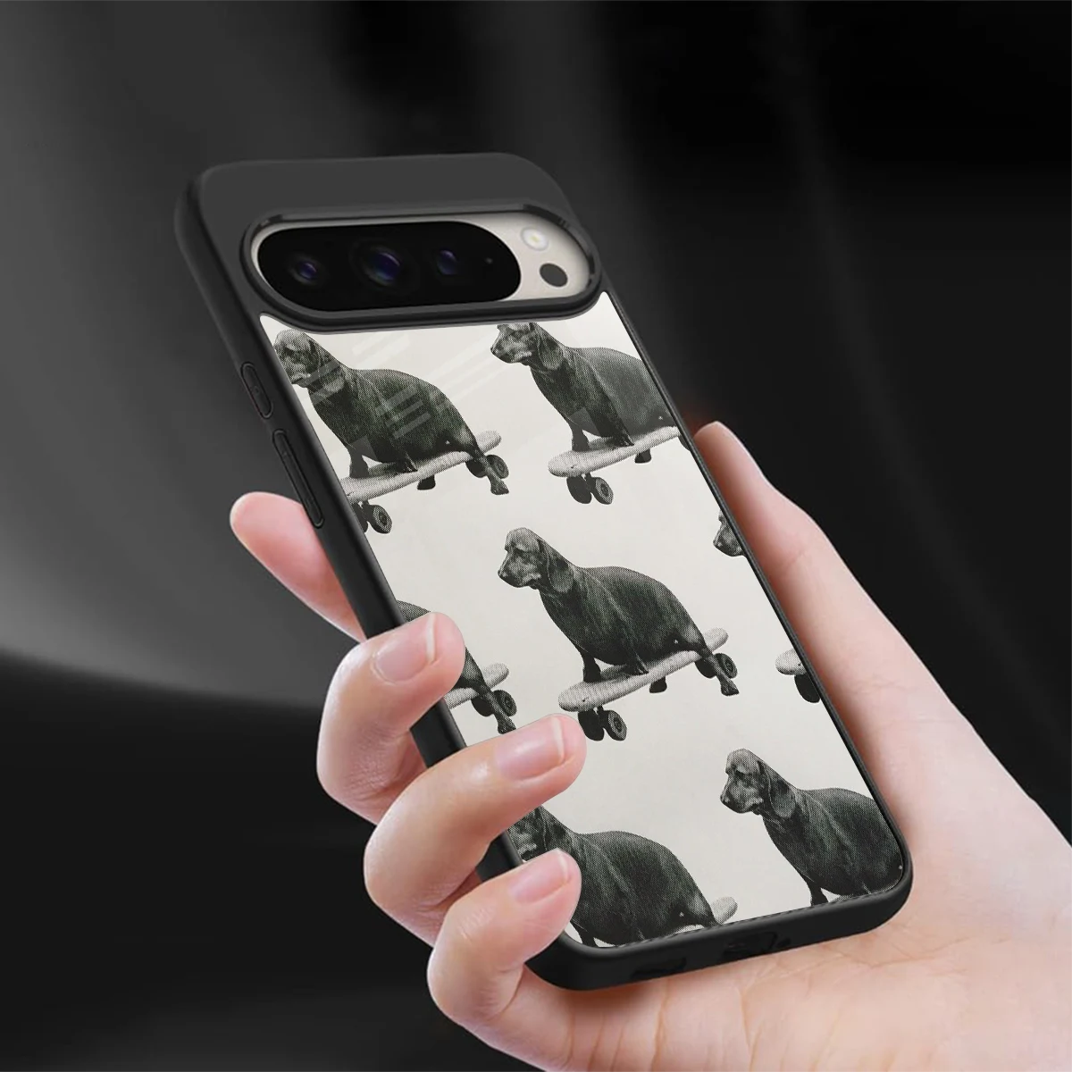 Pup Skater sleek google pixel 9 pro cover with tempered glass back and TPU edges