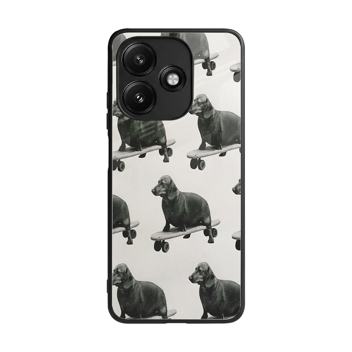 Pup Skater back phone cover | glass case for redmi 12 5g