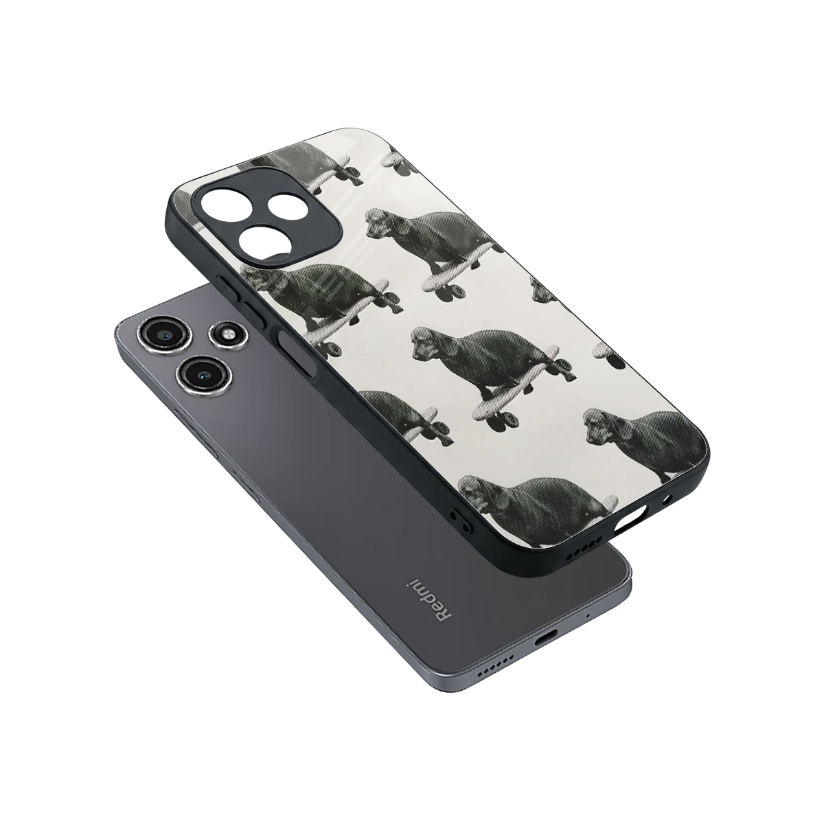 Pup Skater sleek redmi 12 5g cover with tempered glass back and TPU edges
