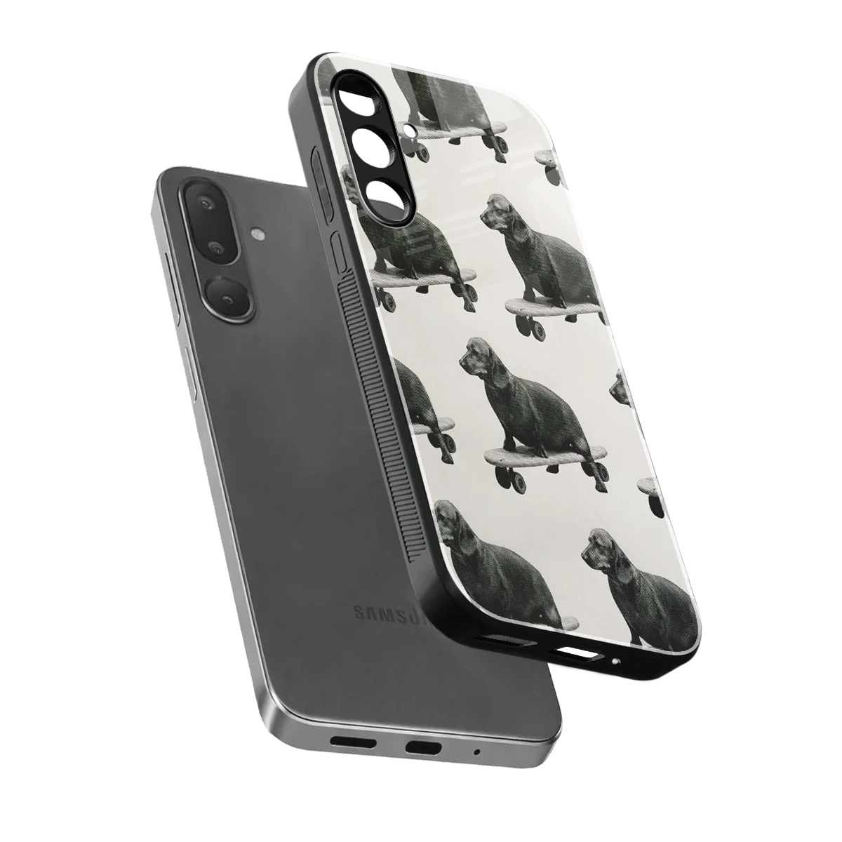Pup Skater sleek samsung galaxy m56 5g cover with tempered glass back and TPU edges