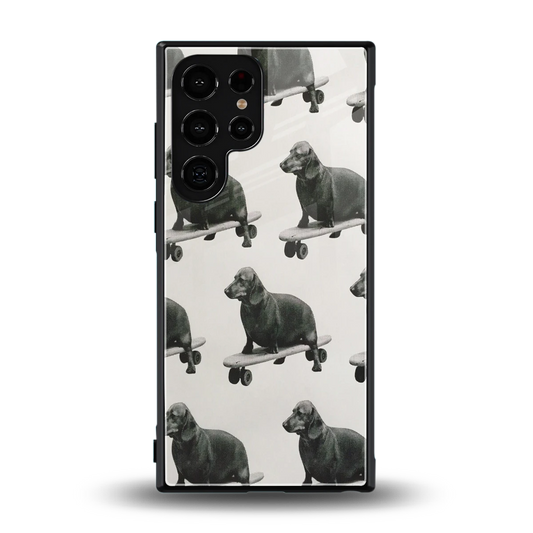 Pup Skater back phone cover | glass case for samsung galaxy s24 ultra