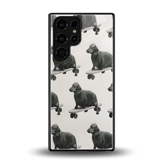 Pup Skater back phone cover | glass case for samsung galaxy s25 ultra
