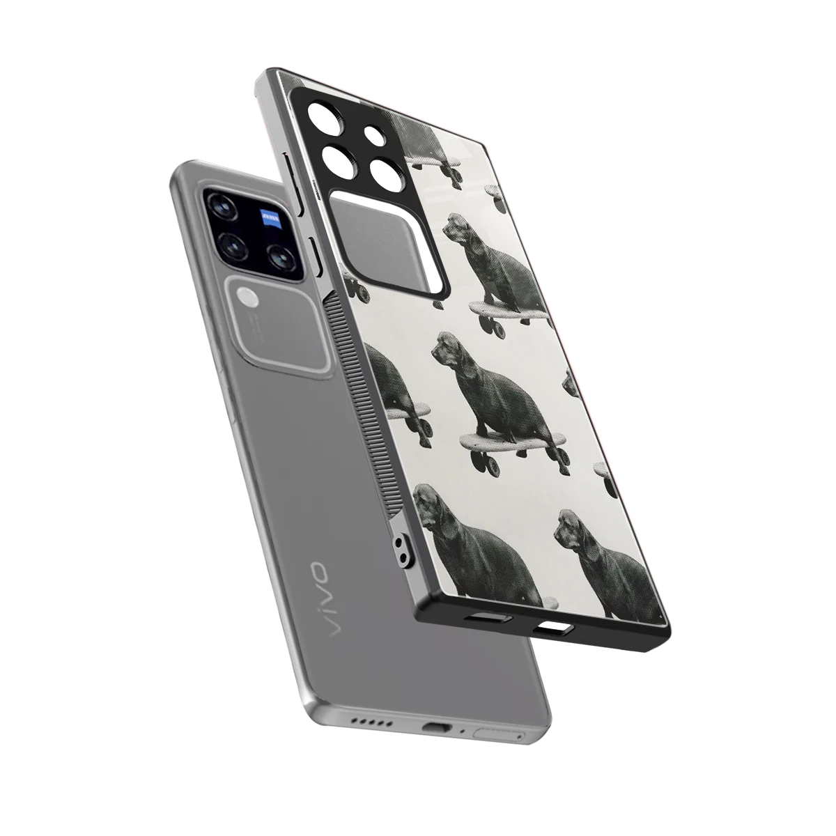 Pup Skater sleekvivo v30 pro cover with tempered glass back and TPU edges