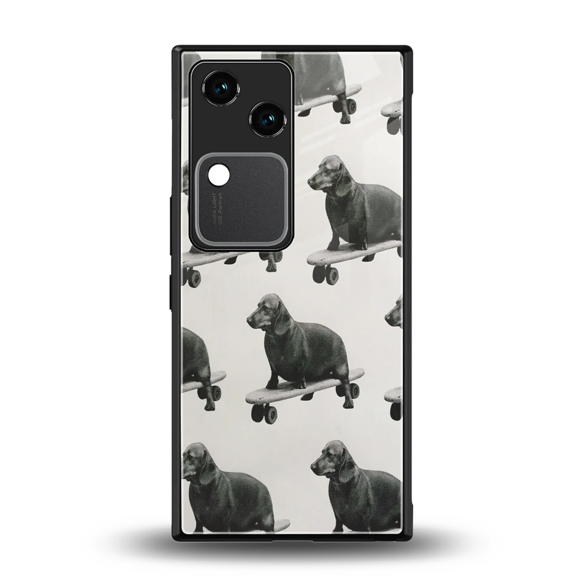 Pup Skater back phone cover | glass case for vivo v30