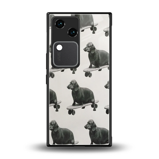 Pup Skater back phone cover | glass case for vivo v30