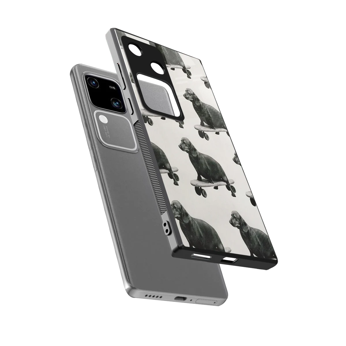Pup Skater sleek vivo v30 cover with tempered glass back and TPU edges