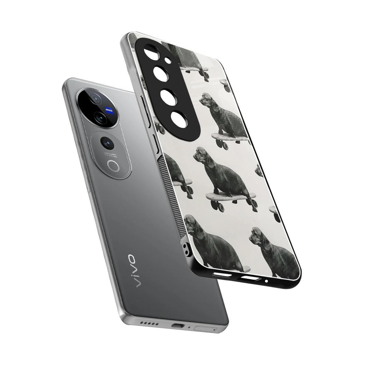 Pup Skater sleek vivo v40 pro cover with tempered glass back and TPU edges