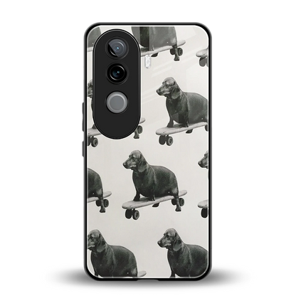 Pup Skater back phone cover | glass case for vivo v40e