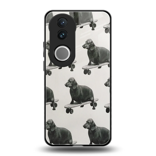 Pup Skater back phone cover | glass case for vivo v50