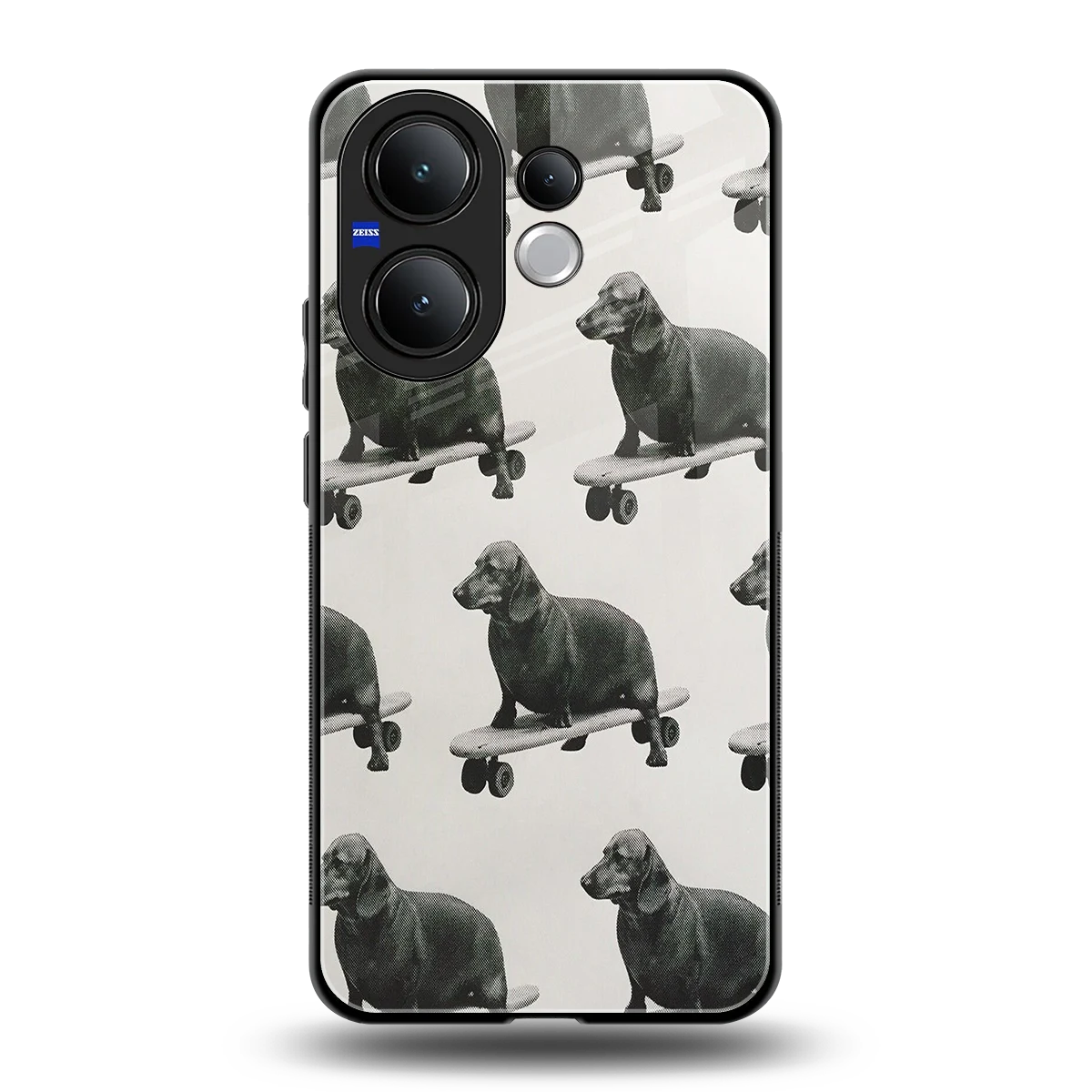 Pup Skater back phone cover | glass case for vivo v60