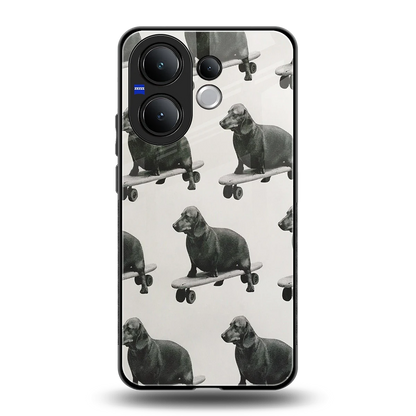Pup Skater back phone cover | glass case for vivo v60