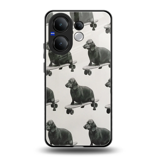 Pup Skater back phone cover | glass case for vivo v60
