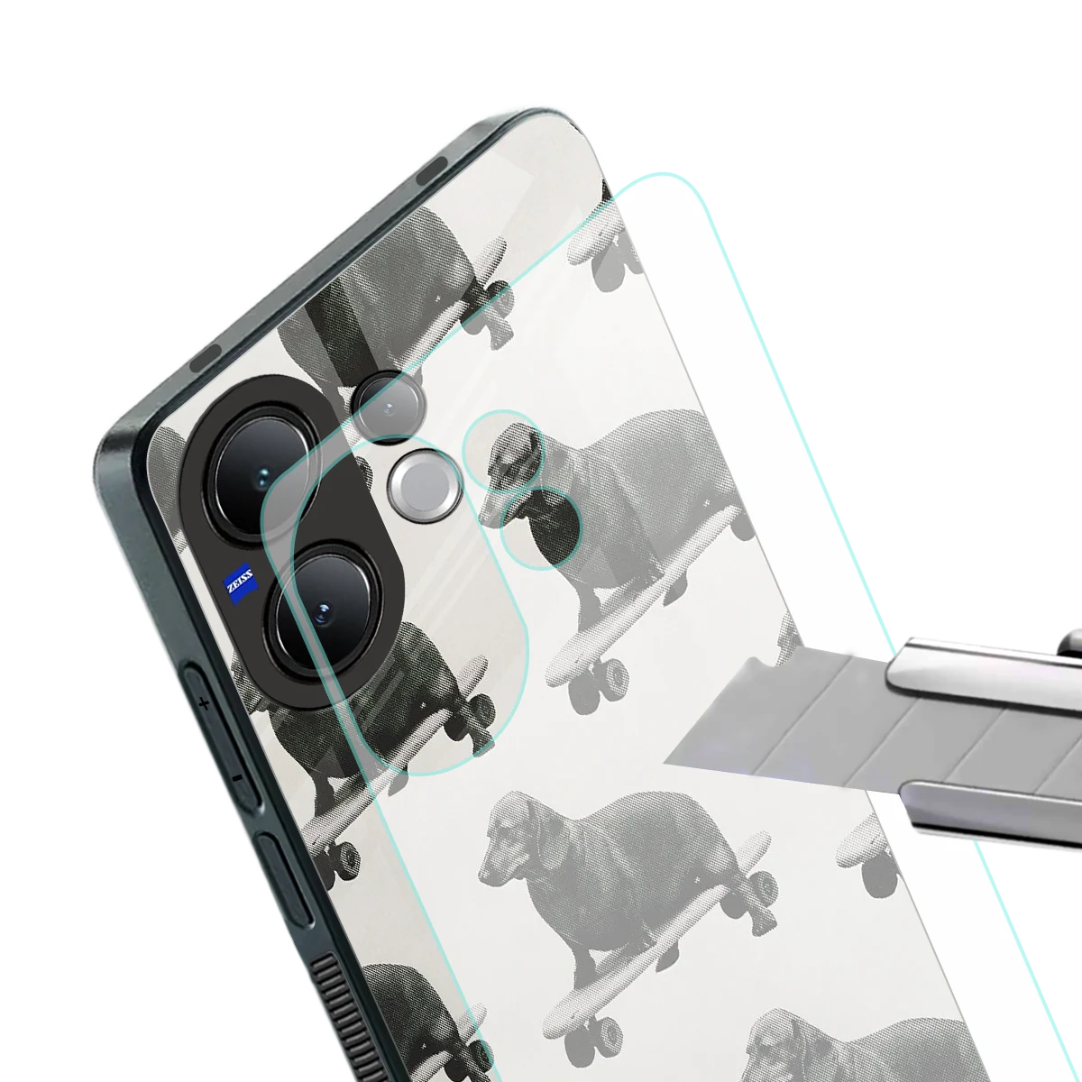 Pup Skater stylish phone case for vivo v60 | glossy glass and slim fit
