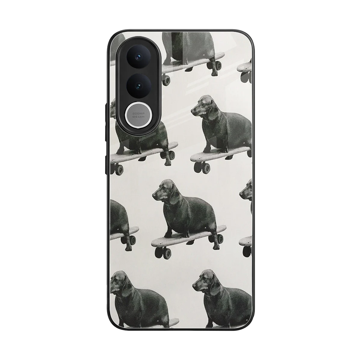 Pup Skater back phone cover | glass case for vivo v70 fe
