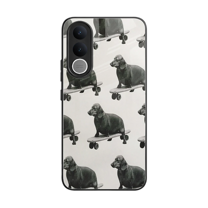 Pup Skater back phone cover | glass case for vivo v70 fe