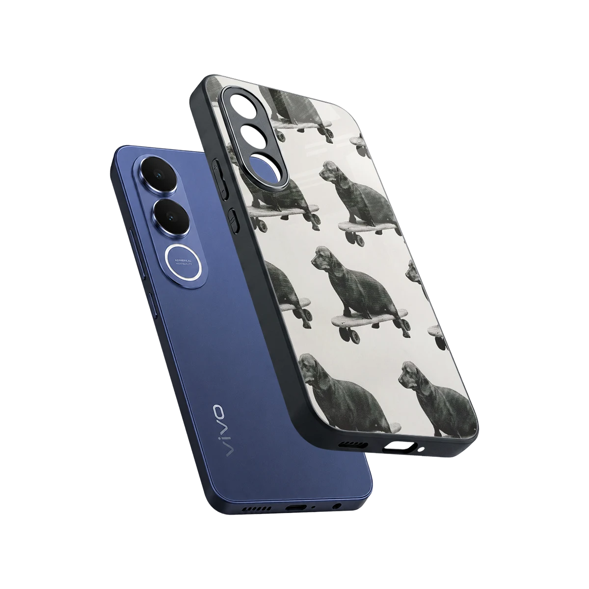 Pup Skater sleek vivo v70 fe cover with tempered glass back and TPU edges