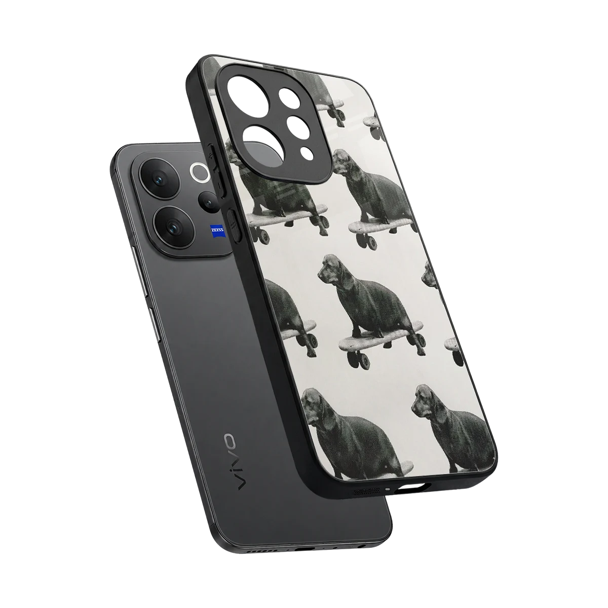 Pup Skater sleek vivo v70 elite cover with tempered glass back and TPU edges