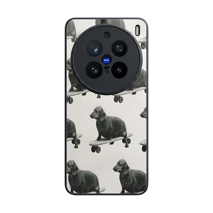 Pup Skater back phone cover | glass case for vivo x200 pro