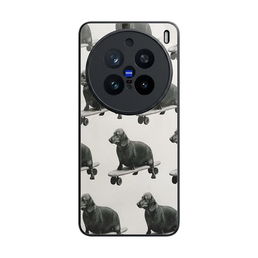 Pup Skater back phone cover | glass case for vivo x200 pro