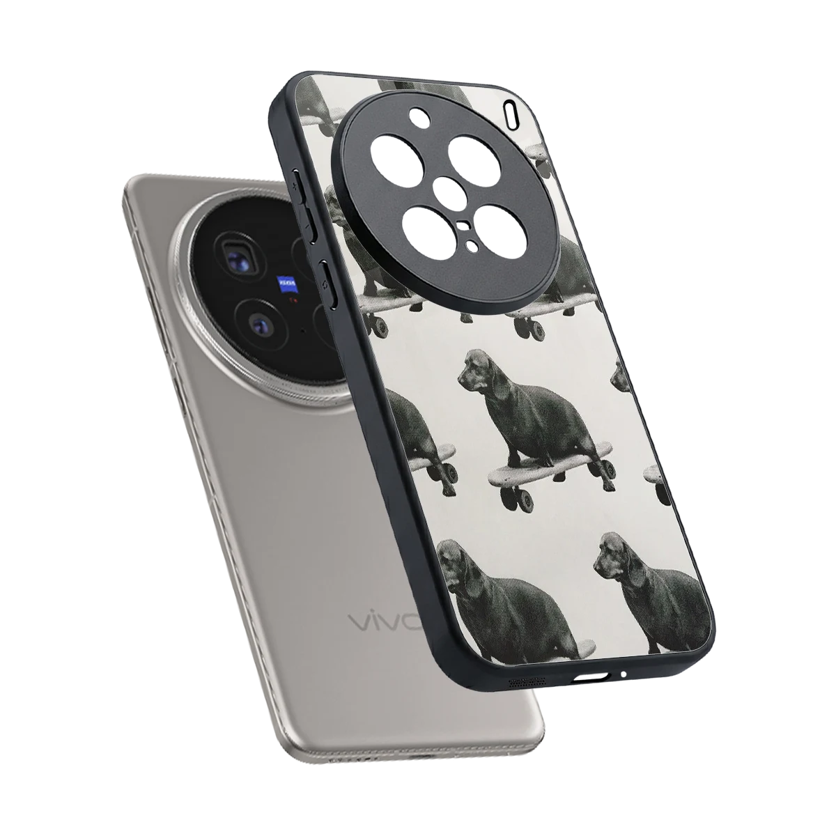 Pup Skater sleek vivo x200 pro cover with tempered glass back and TPU edges