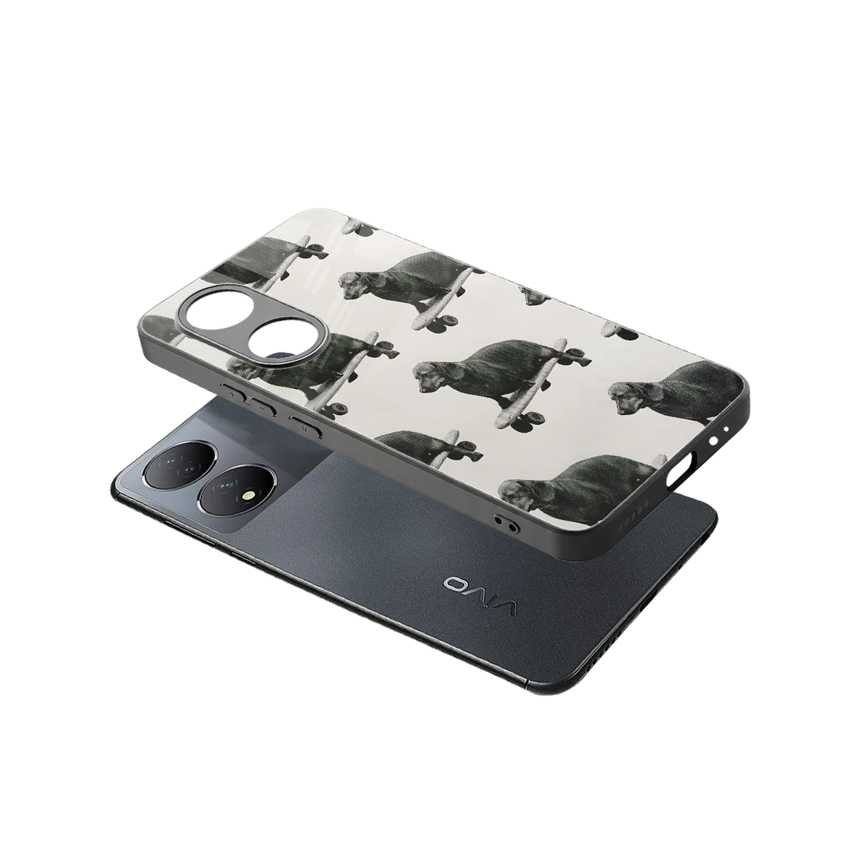Pup Skater sleek Vivo-y100 cover with tempered glass back and TPU edges