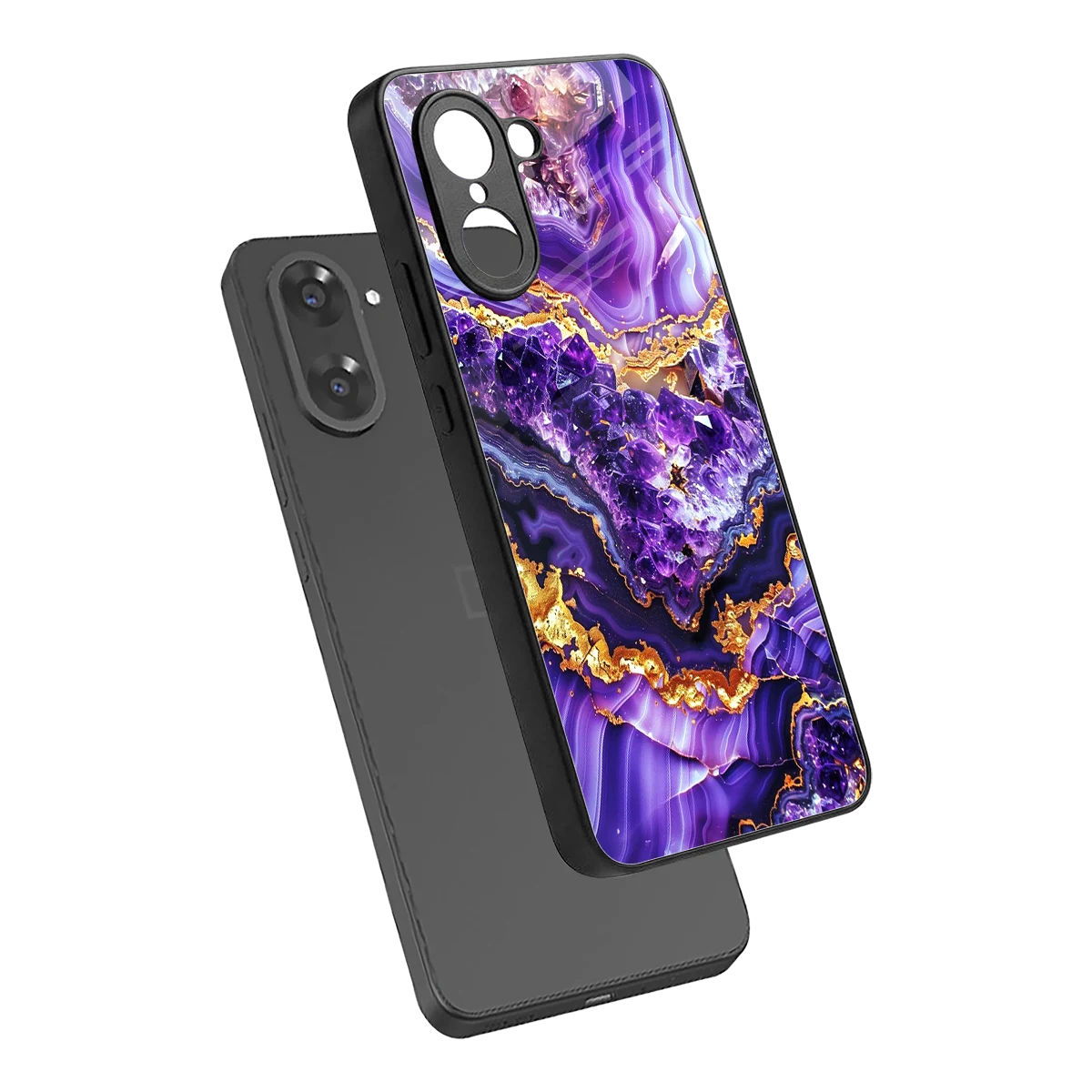 Purple Majesty sleek oneplus nord ce5 5g cover with tempered glass back and TPU edges
