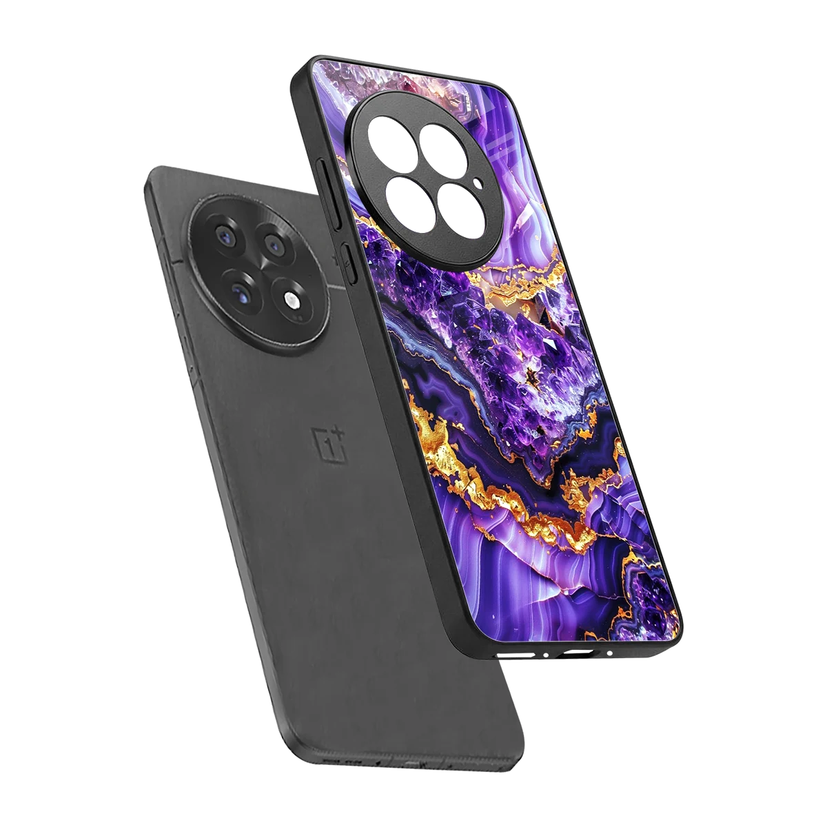 Purple Majesty sleek oneplus 13 cover with tempered glass back and TPU edges