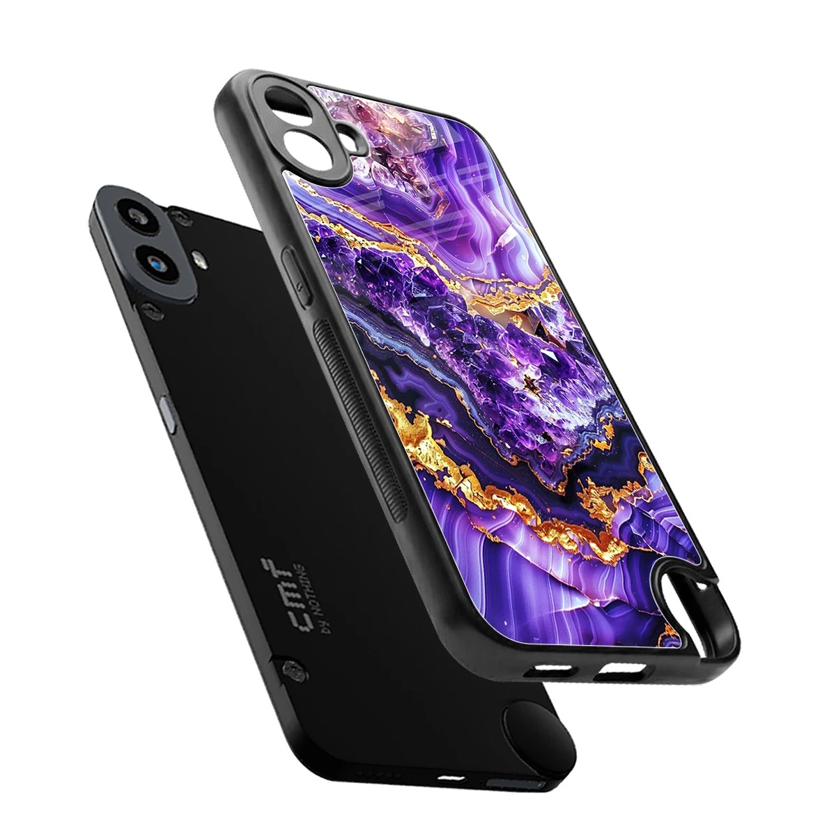 Purple Majesty sleek cmf nothing phone 1 cover with tempered glass back and TPU edges