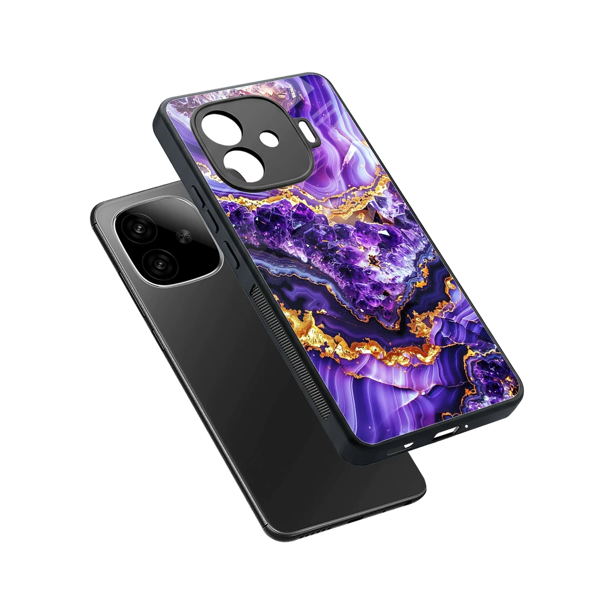 Purple Majesty sleek iqoo neo 10r 5g cover with tempered glass back and TPU edges