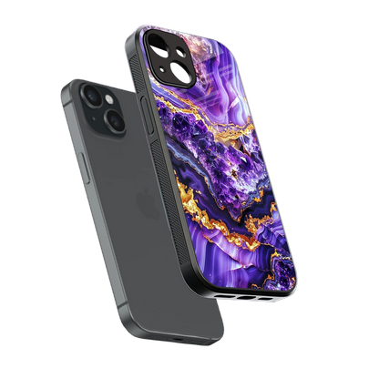 Purple Majesty sleek iphone 14 cover with tempered glass back and TPU edges