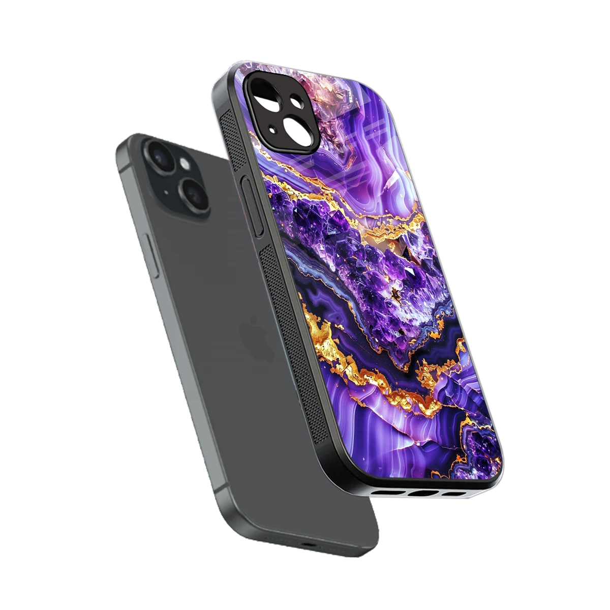 Purple Majesty sleek iphone 14 plus cover with tempered glass back and TPU edges