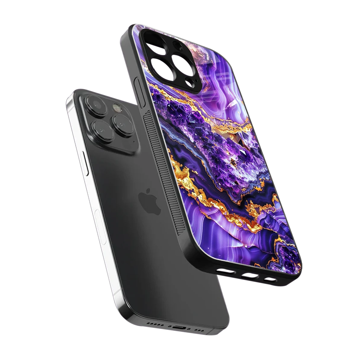 Purple Majesty sleek iphone 15 pro max cover with tempered glass back and TPU edges