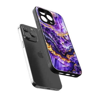 Purple Majesty sleek iphone 15 pro cover with tempered glass back and TPU edges