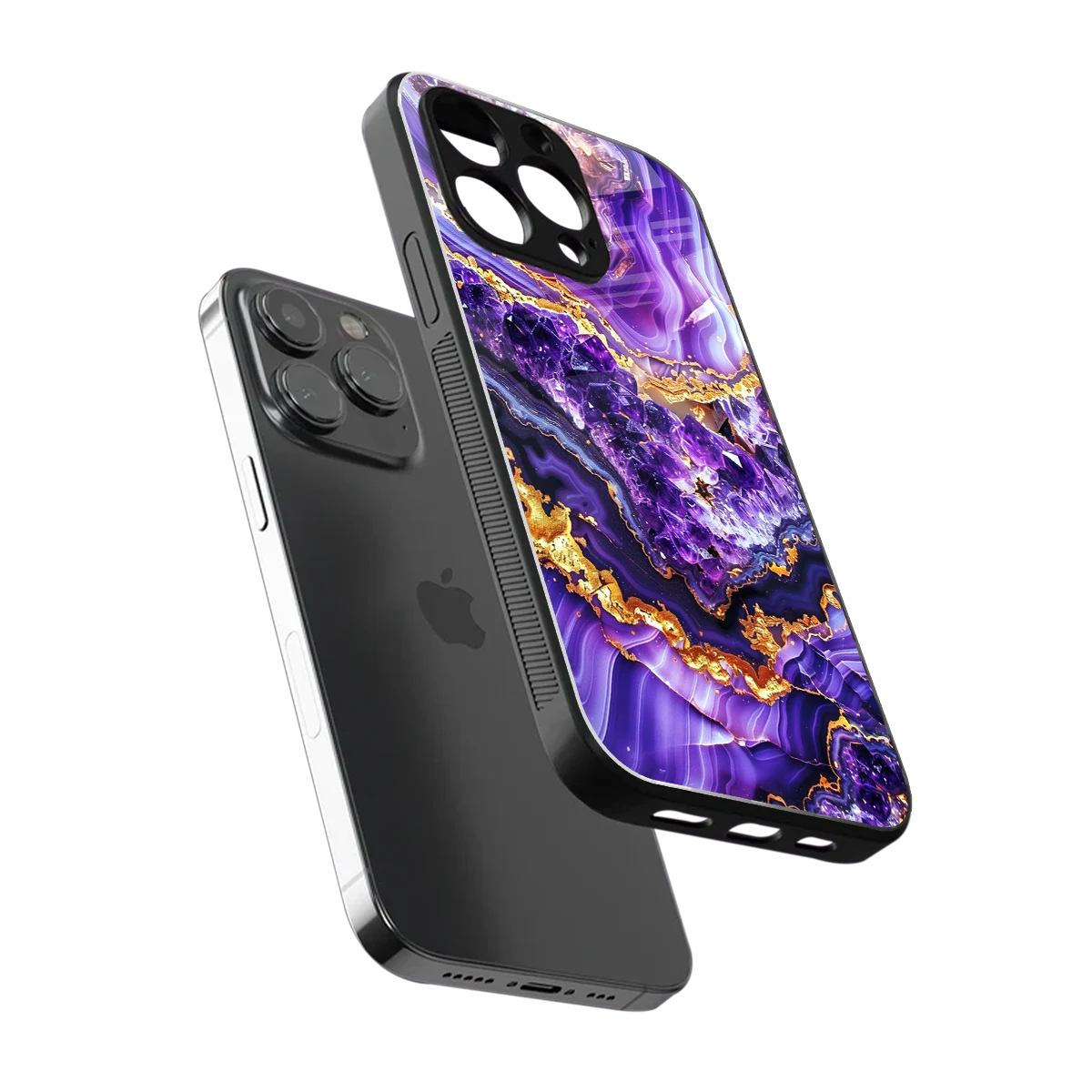 Purple Majesty sleek iphone 16 pro max cover with tempered glass back and TPU edges