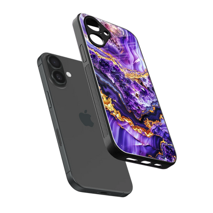 Purple Majesty sleek iPhone 16 cover with tempered glass back and TPU edges