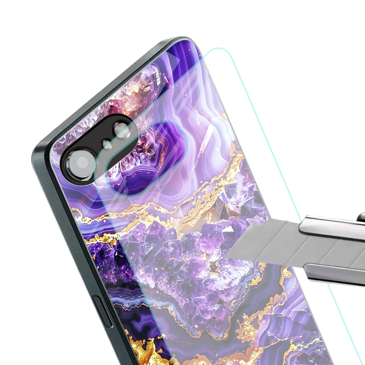 Purple Majesty stylish phone case for iphone 16e | glossy glass and slim fit