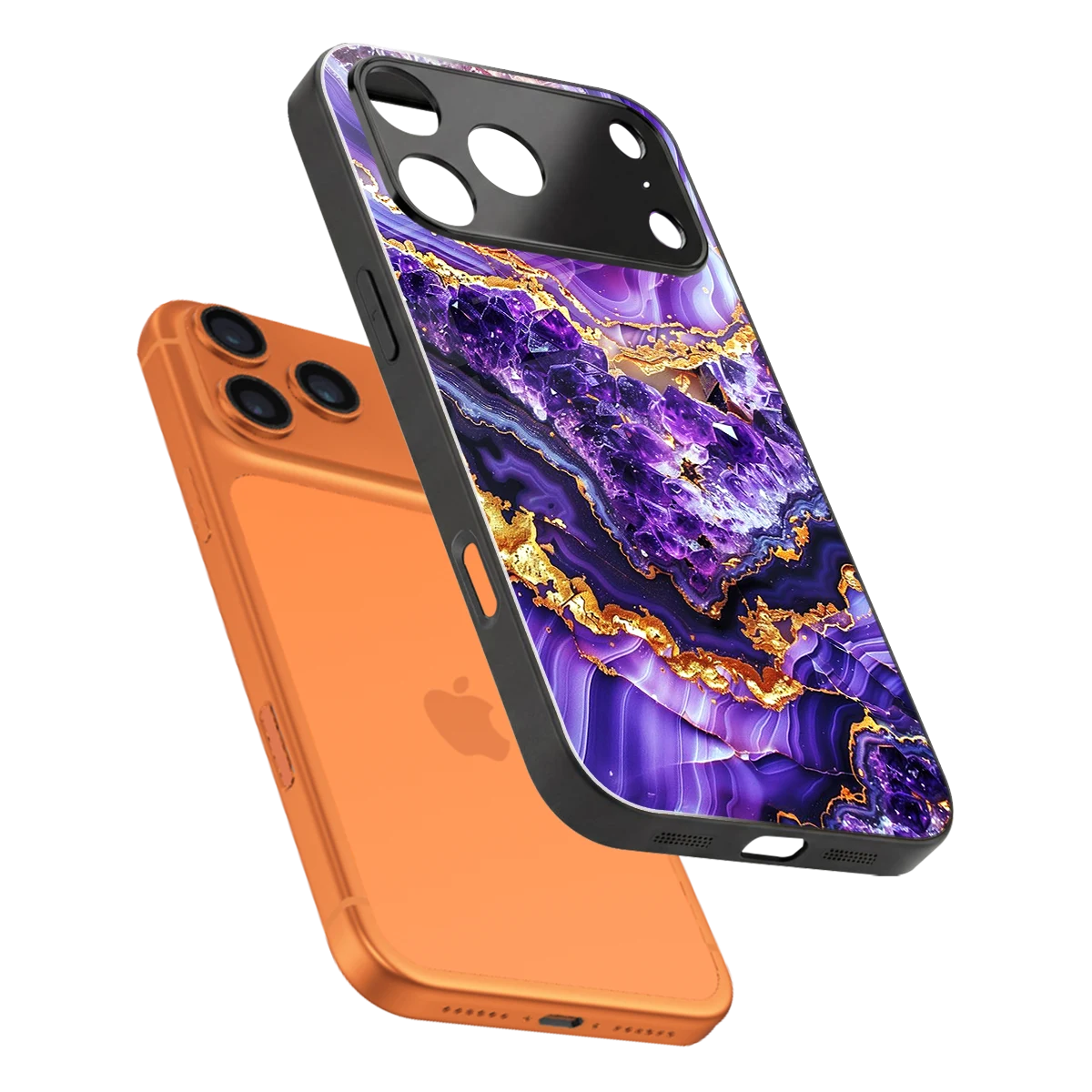 Purple Majesty sleek iphone 17 pro cover with tempered glass back and TPU edges